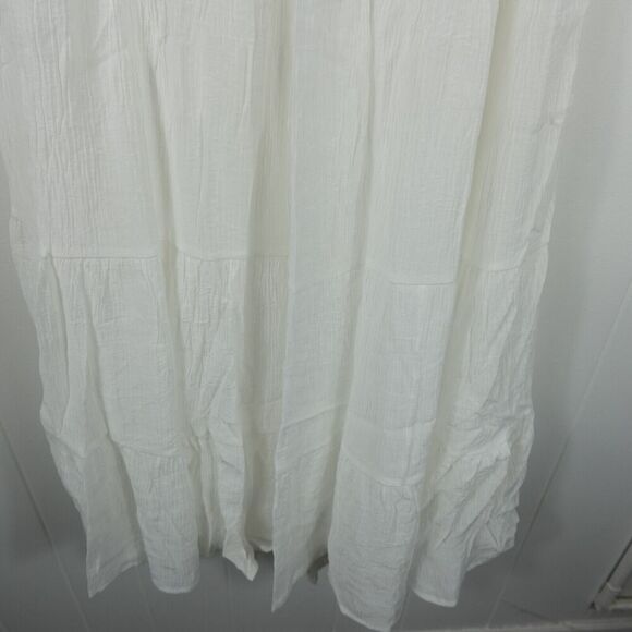 Lulus Womens Effortless Sweetness White Ruched Lace-Up Tiered Midi Dress Large - Picture 11 of 13